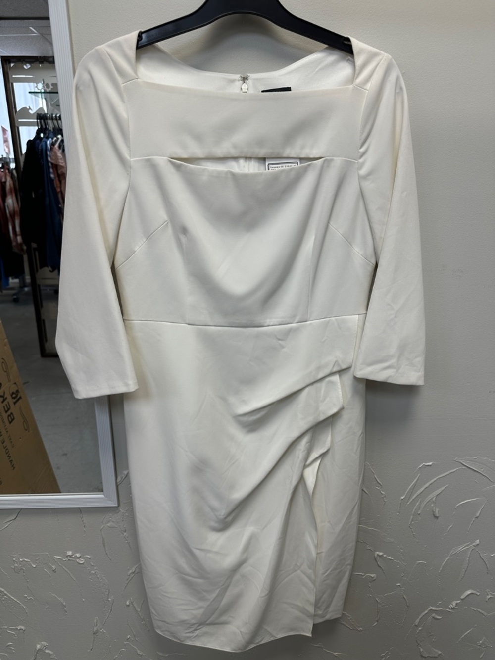 Adrianna Papell Ivory Long Sleeve Sheath Dress